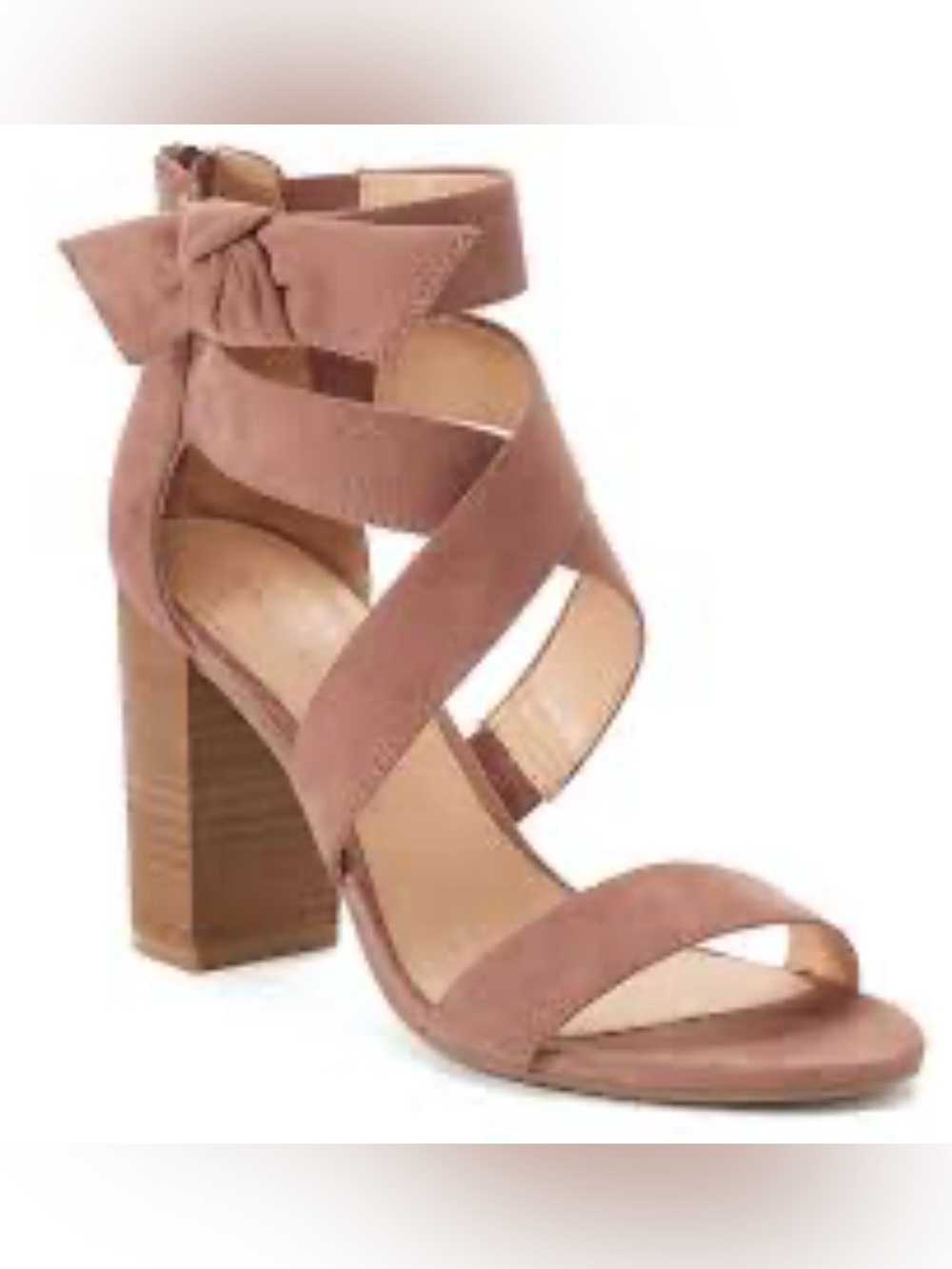 LC Lauren Conrad Blush Bow Strappy Block Heel Sandal 7.5